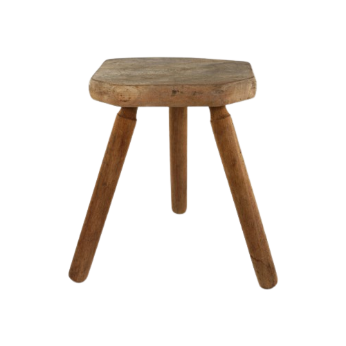 Vintage Houten Kruk Driepoot image 1