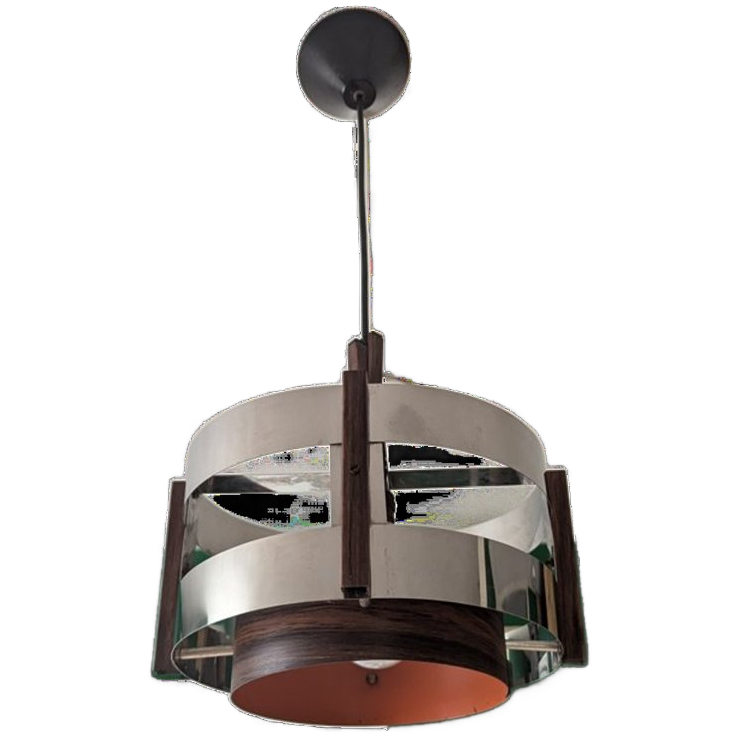 Space Age Hangende Lamp Chroom Oranje image 1