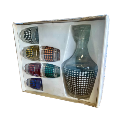 Vintage Glazen Mini Glaasjes Met Karaf In Doos image 1