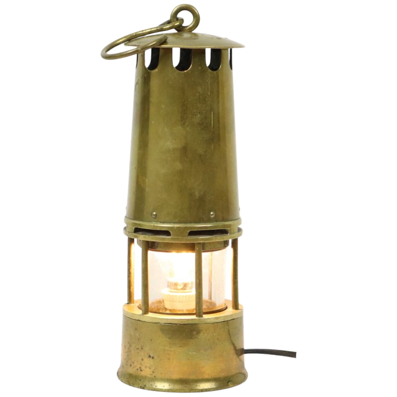 Oude Messing Mijnwerkerslamp Memorabilia Mijn 26cm image 1