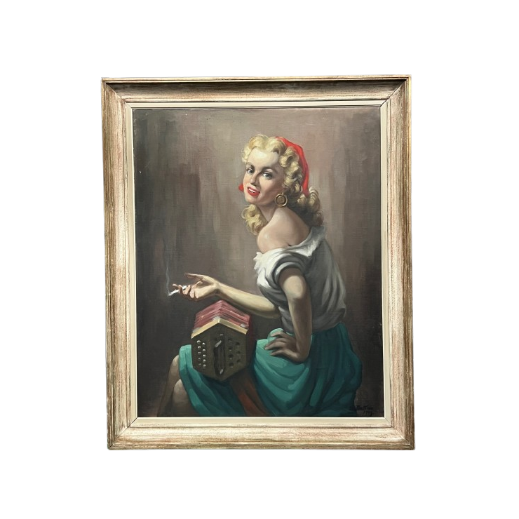 Portret Van Een Meisje. Olieverf Op Doek. Gesigneerd En Gedateerd 1949. image 1