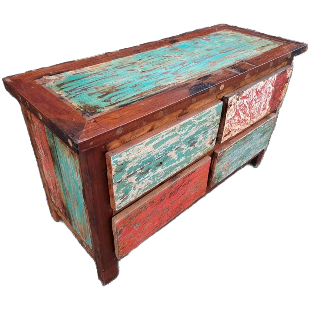 Kleurrijk Tv Meubel, Sidetable, Console Gemaakt Van Sloophou image 1