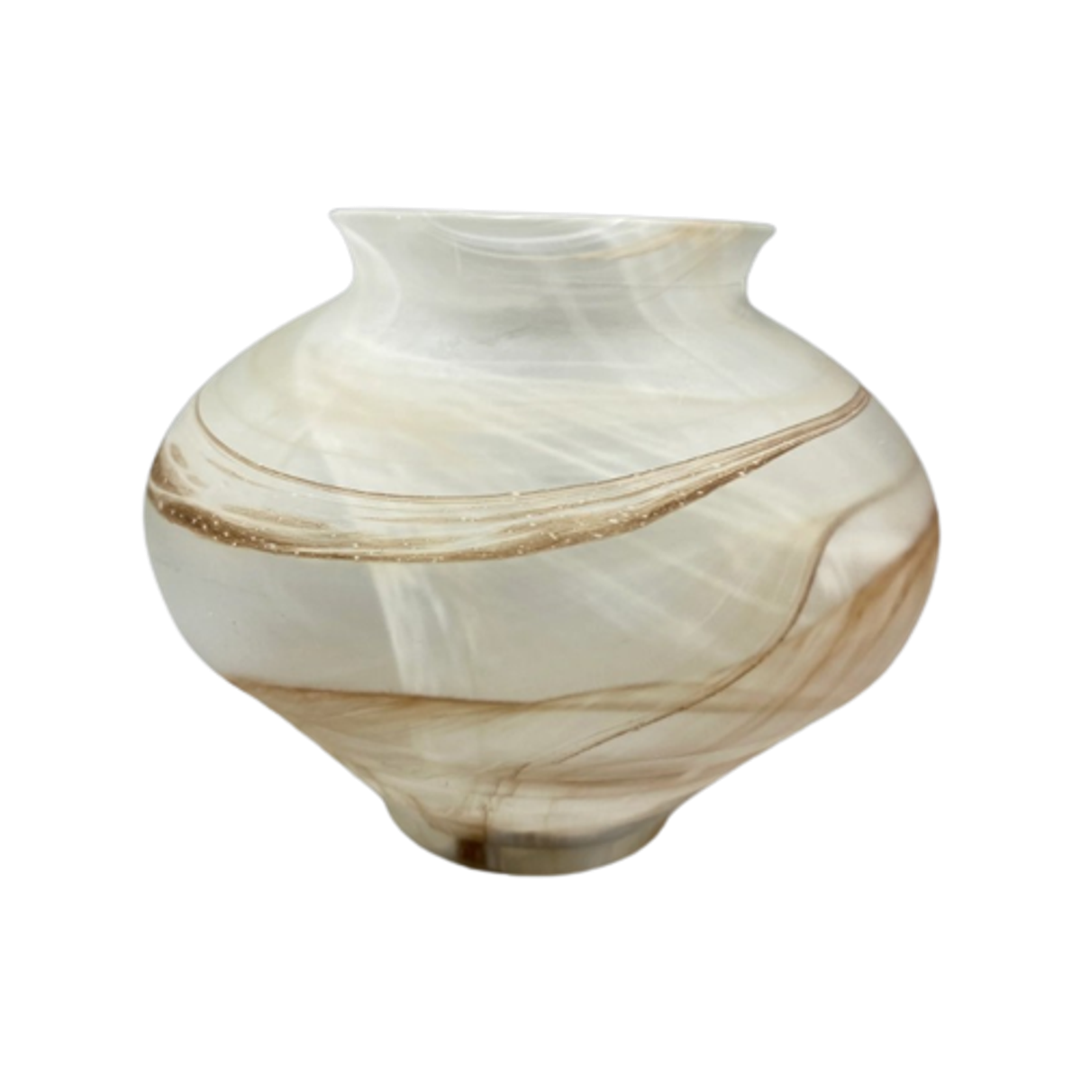 Beeldschone Vaas Gemarmerd Melkglas image 1