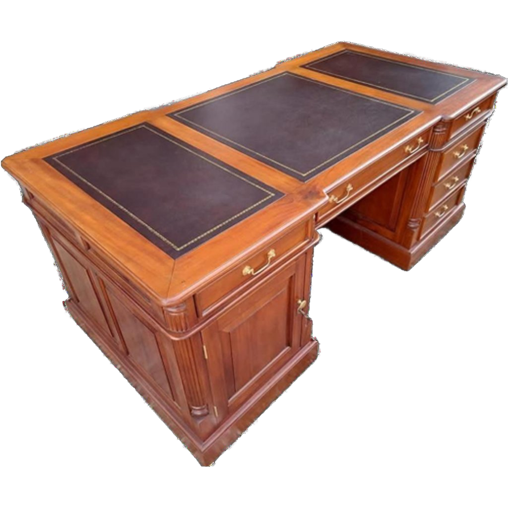 Klassieke Engelse Schrijftafel, Bureau, Partnerdesk, Met Led image 1