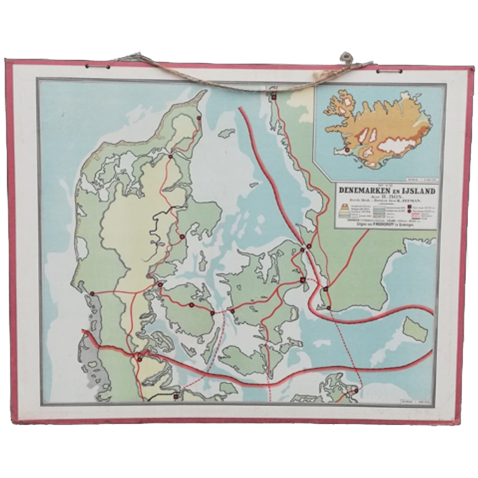 Kartonnen Schoolplaat Denemarken-ijsland image 1