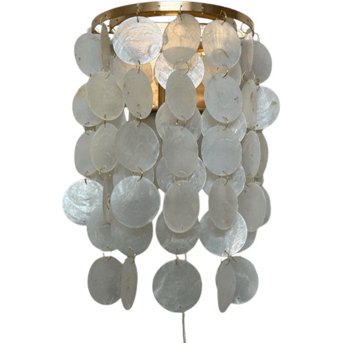 10Beschikbaar ! Capiz Schelpen Wandlampen Lamp Goud Frame Opaline Schelpen image 1