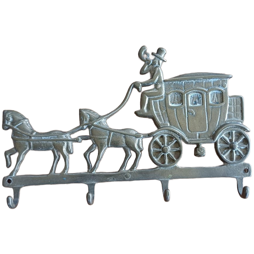 Messing Wandhaakjes Paarden Met Koets image 1