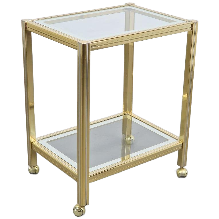 Vintage Bar Cart Trolley Serveerwagen Regency Messing Glas image 1