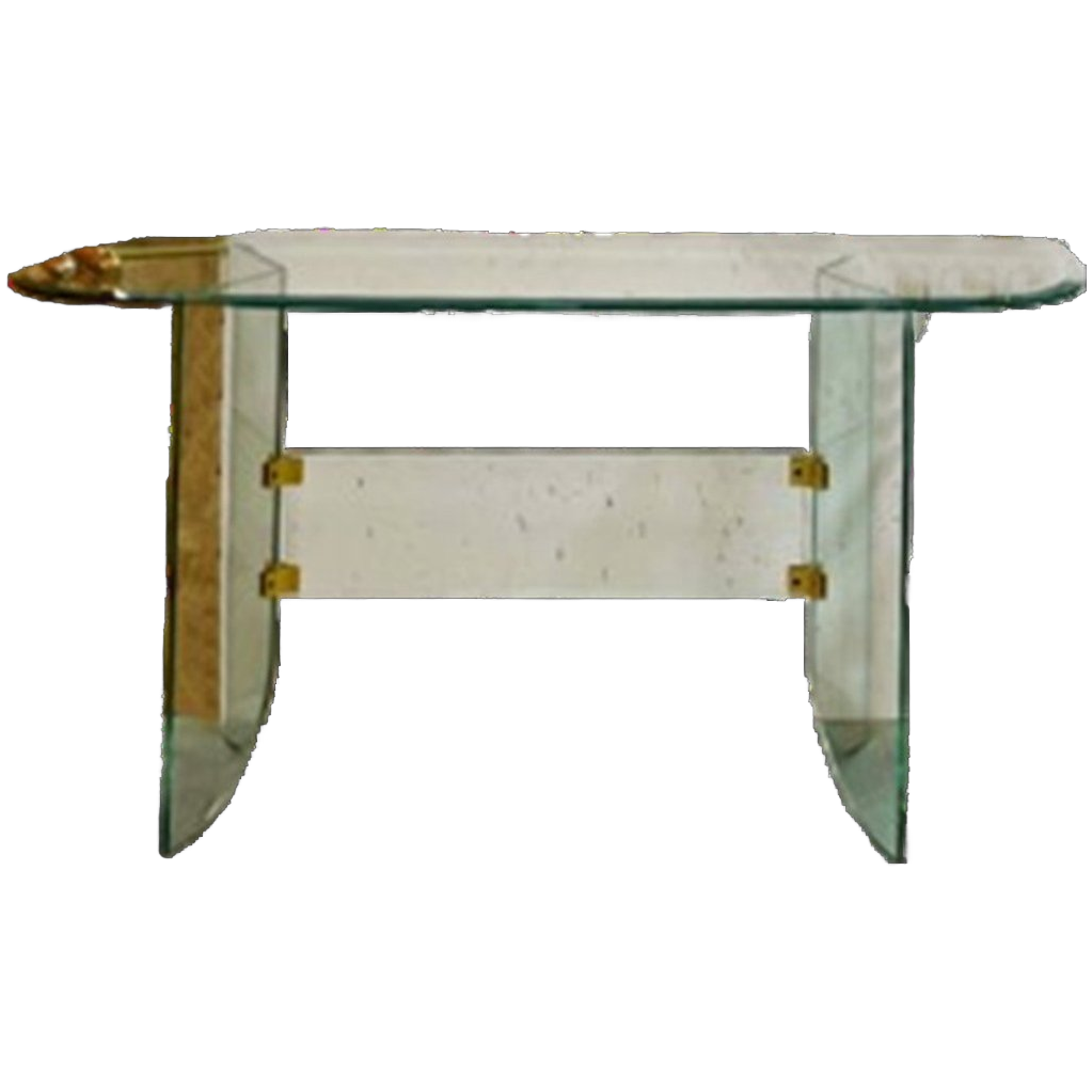 Vintage Glazen Sidetable Met Facet Geslepen Randen image 1