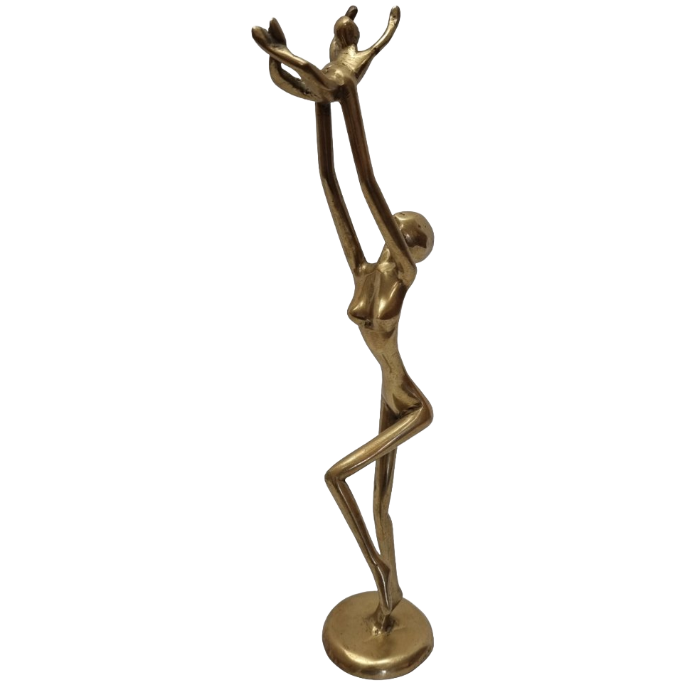 Vintage Messing Beeld Moeder En Kind image 1