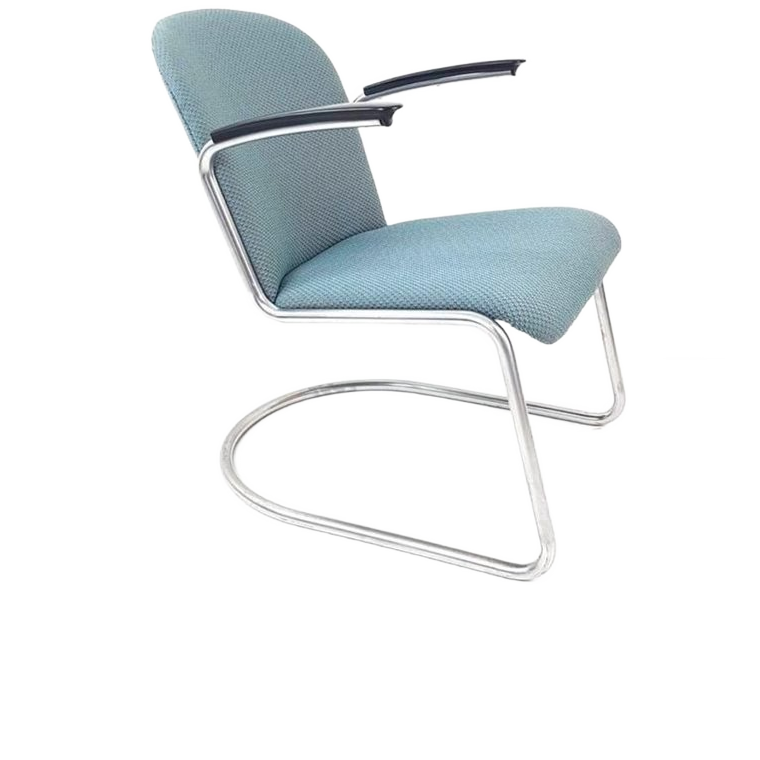 Gispen Fauteuil Model 413 Nieuw Gestoffeerd Ploeg Stof Grape image 1