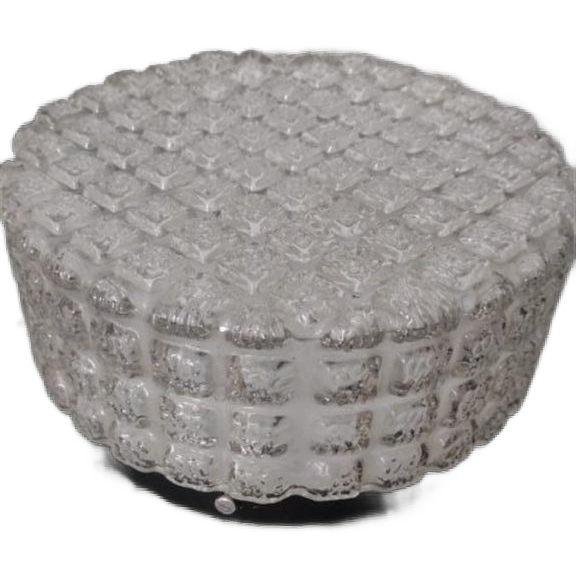 Vintage Plafondlamp Glas Rond Blokjes image 1