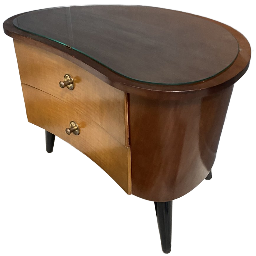 Small Kidney Shaped Cabinet With Glass On Top 1960S image 1