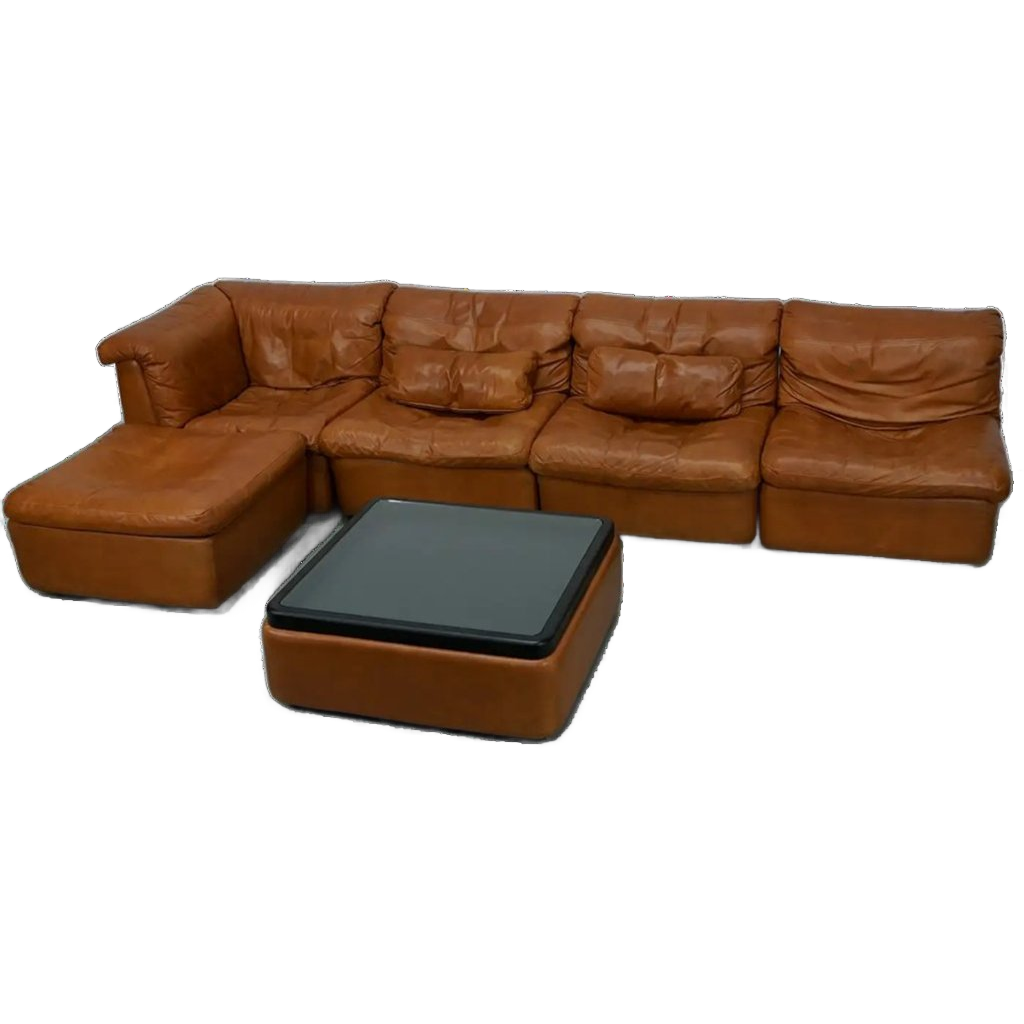 Vintage Cognac Leren Modulaire Hoekbank Van <<<brand>>>, Duitsland 1970 image 1