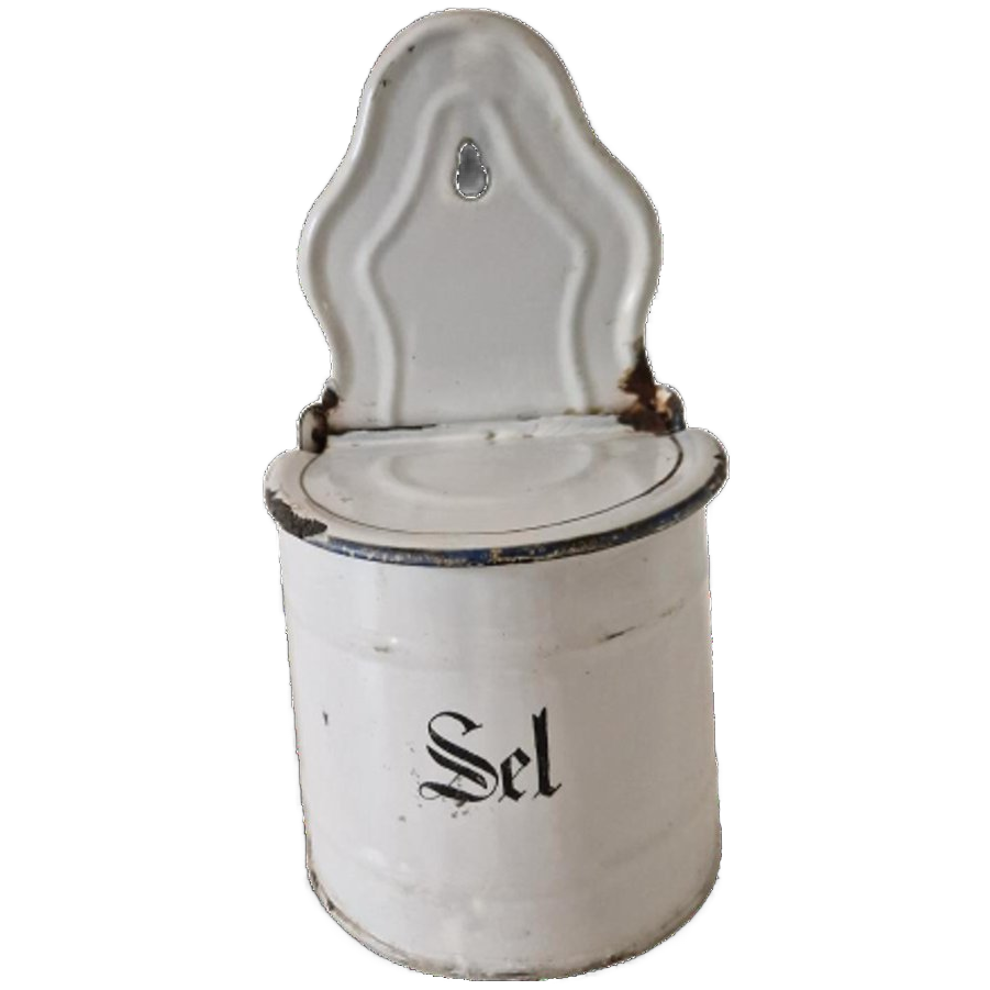 Emaille Sel Bakje Wandpot Zoutpot image 1