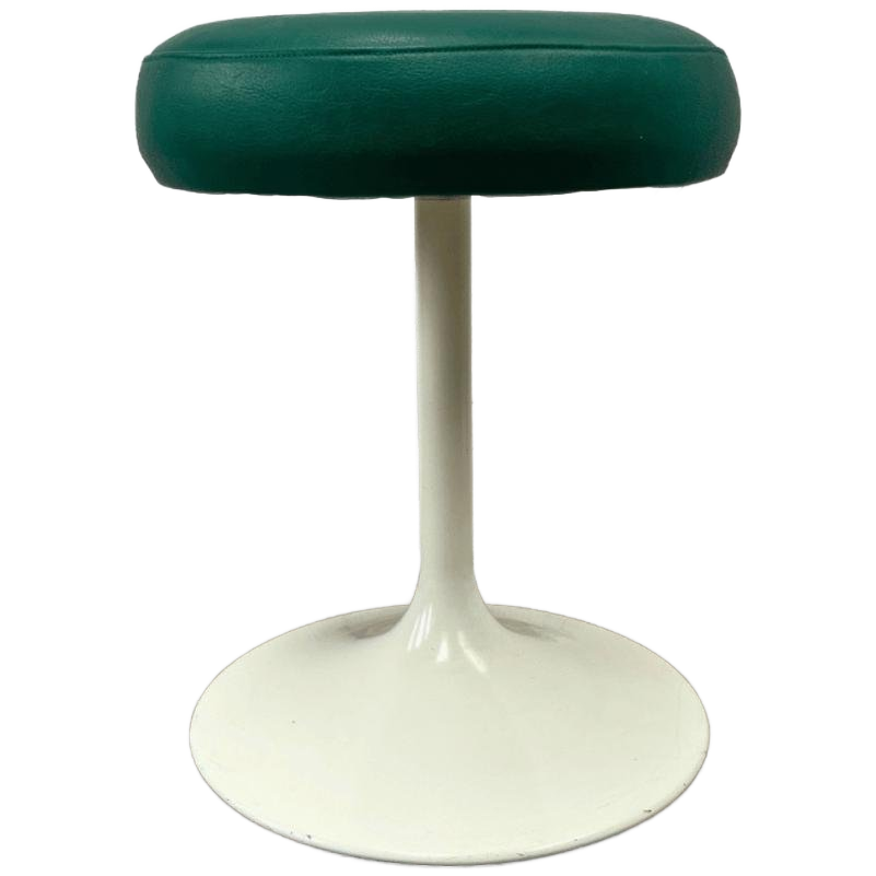 2x Vintage Tulpkrukje Space Age, Voet Wit Skai Zitting Groen image 1