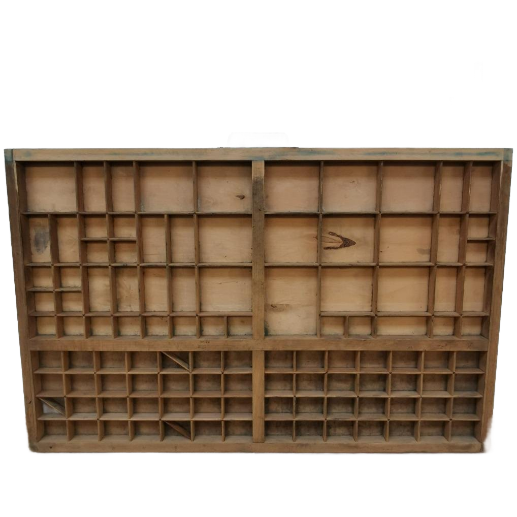 Brocante, Bruine Antieke Houten Letterbak, Wanddecoratie J image 1