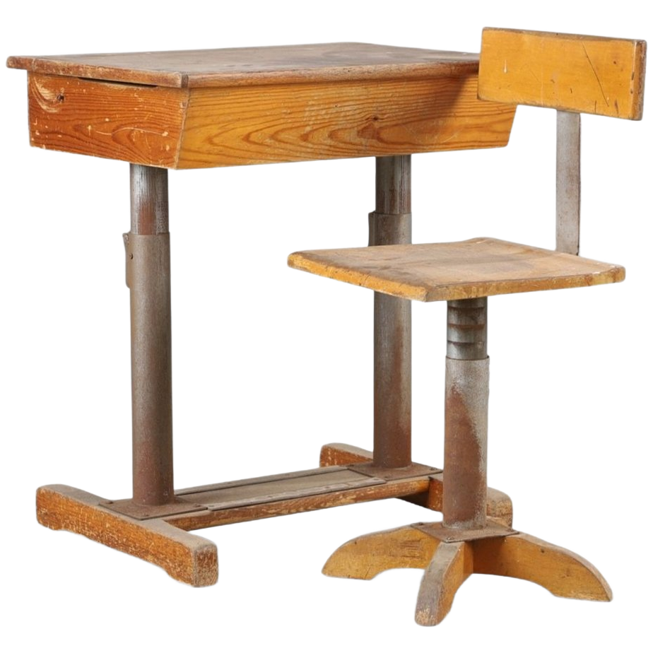 School Bench With Chair, Grythyttan, First Half Of The 20th Century image 1