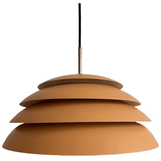 Mid-century Deens Design Schijven Hanglamp Okergeel Mat 1960’s image 1