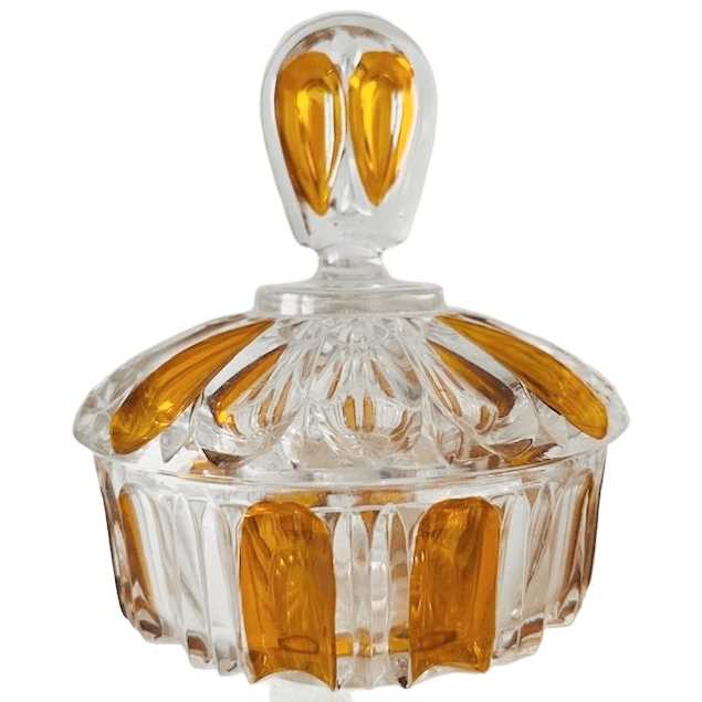 Artdeco Stijl Poederdoos Persglas Amber Transparant 1950’s image 1