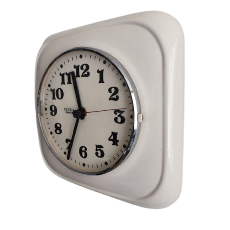 Vintage Keramiek Creme Wandklok Klok Keukenklok Hora image 1