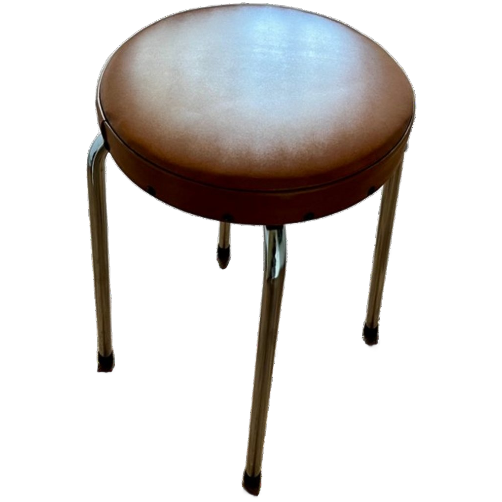 Vintage Krukje Met Cognac Kleurige Zitting Jaren 60 image 1