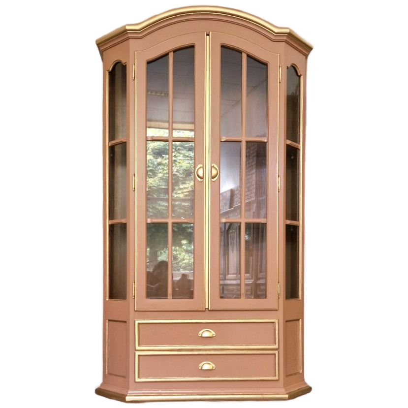 Vitrinekast In Zachte Perzikkleur En Goud image 1