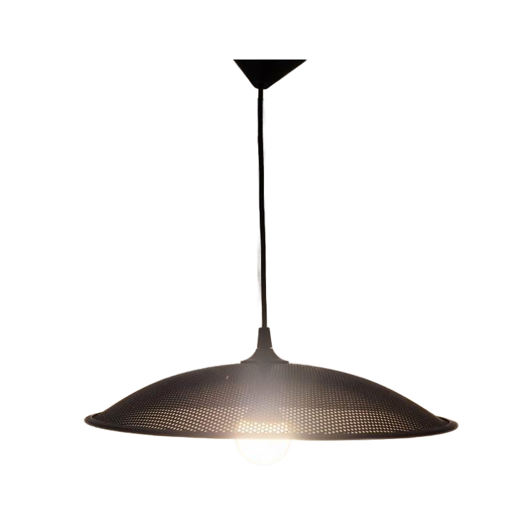 Postmoderne Vintage Geperforeerd Metaal Hanglamp Zwart. image 1