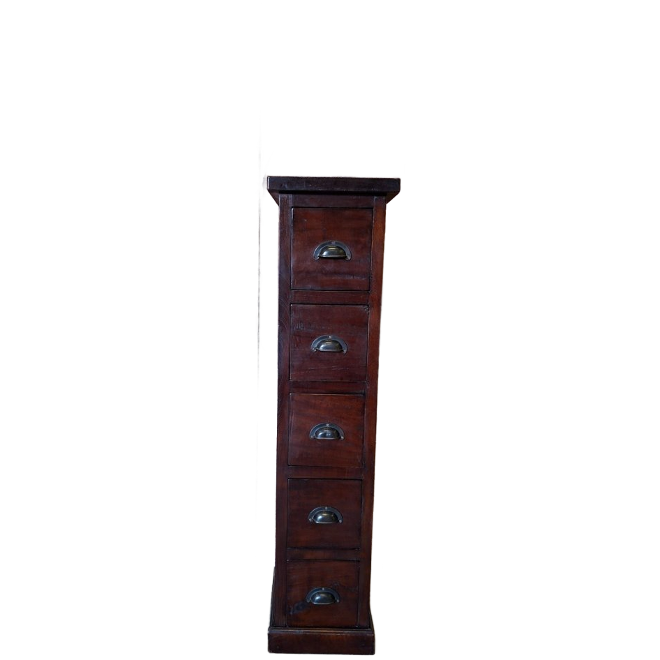 Teakhouten Ladekast , Apothekerskastje, Afm. 27x27cm En 109cm Hoog. image 1