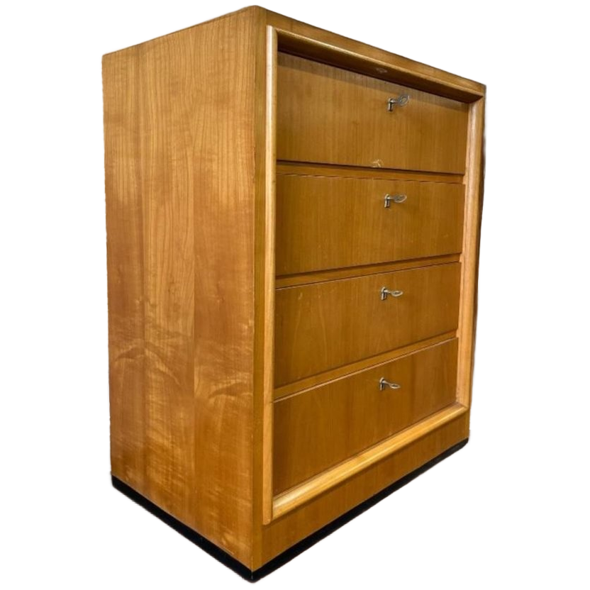 Vintage Houten Ladekast Kast – 4 Lades Met Metalen Grepen image 1