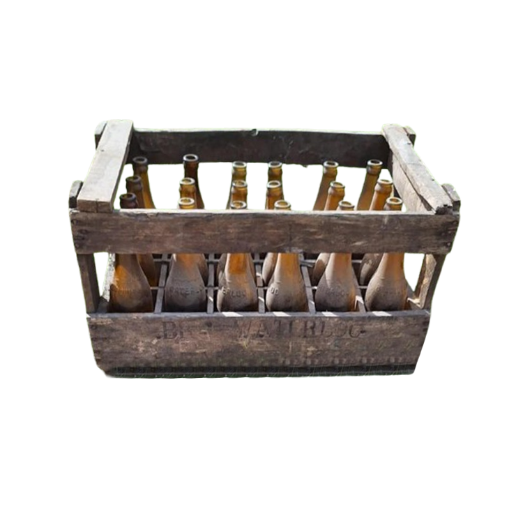 60 Tot 80 Jaar Oude Krat, Flessenkrat Met 24 Bierflessen. image 1