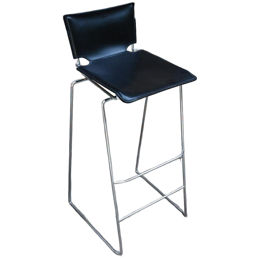 Design Barkruk Chrome En Zwart Leer image 1