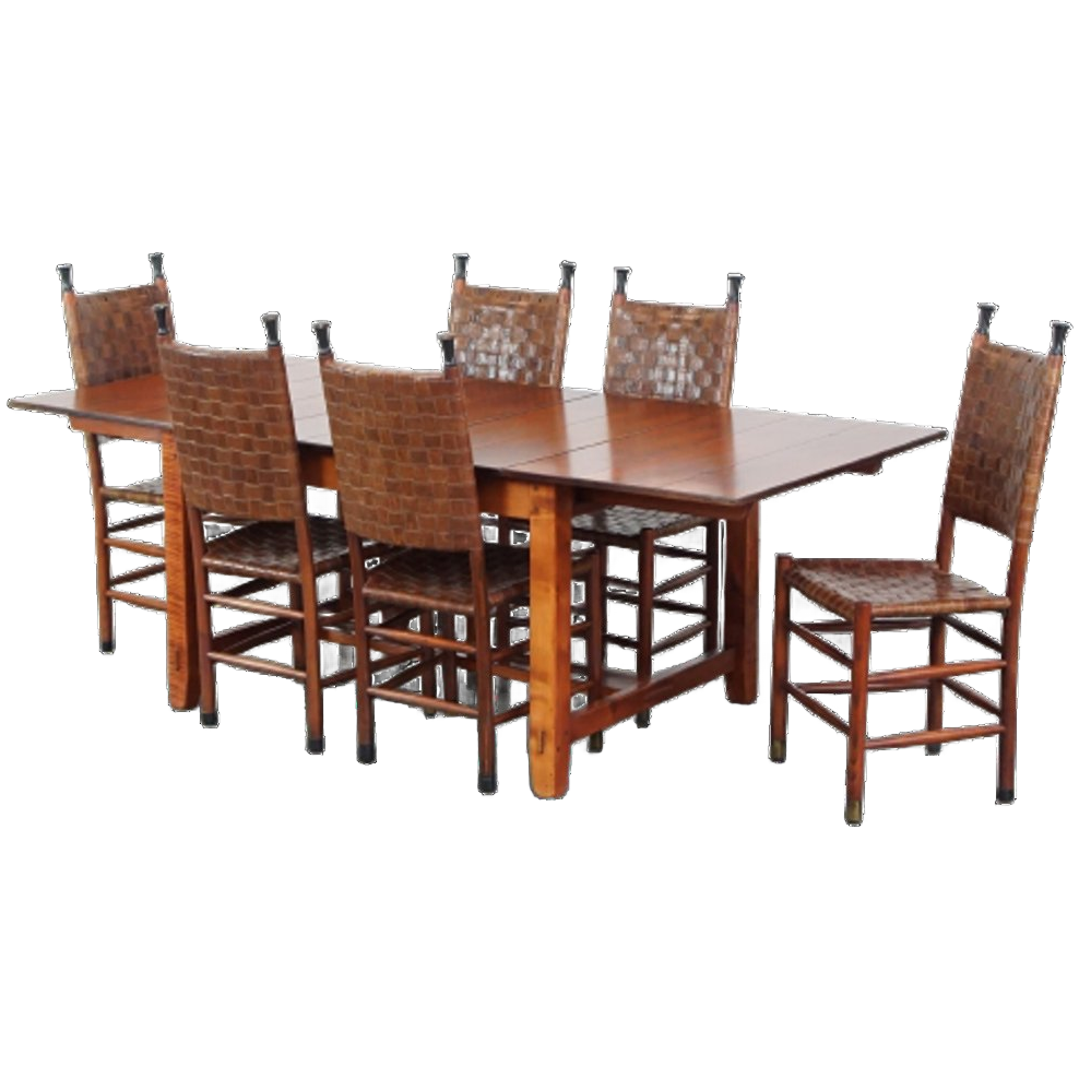 Prachtige Design Set Van 6 Eetkamerstoelen En Uitschuifbare Eetkamertafel Van Schuitema image 1