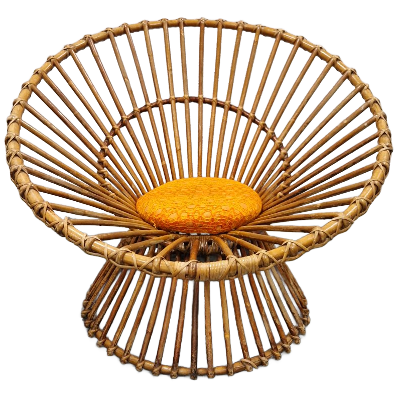 Jaren 70 Vintage Bamboe Fauteuil Circel Stoel Bamboe Fauteuil image 1