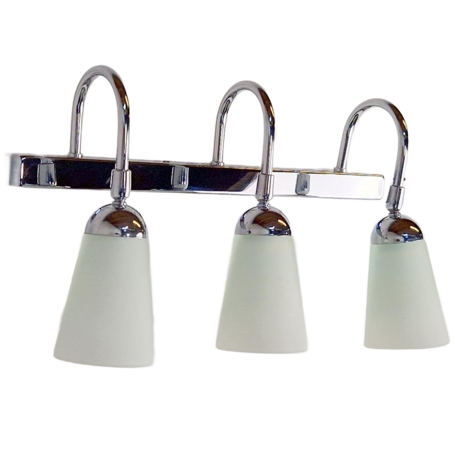 Wandlamp Vanity 3 X Glas Kap Vintag Chroom Italy Design ‘80 image 1