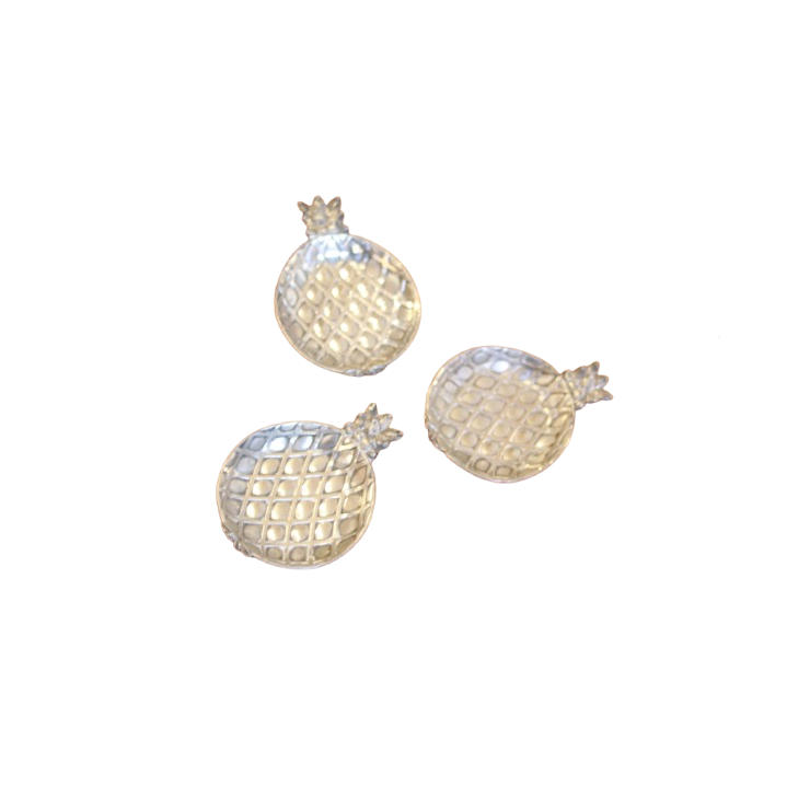 3 Vintage Ananasschalen In Zilver Metaal image 1