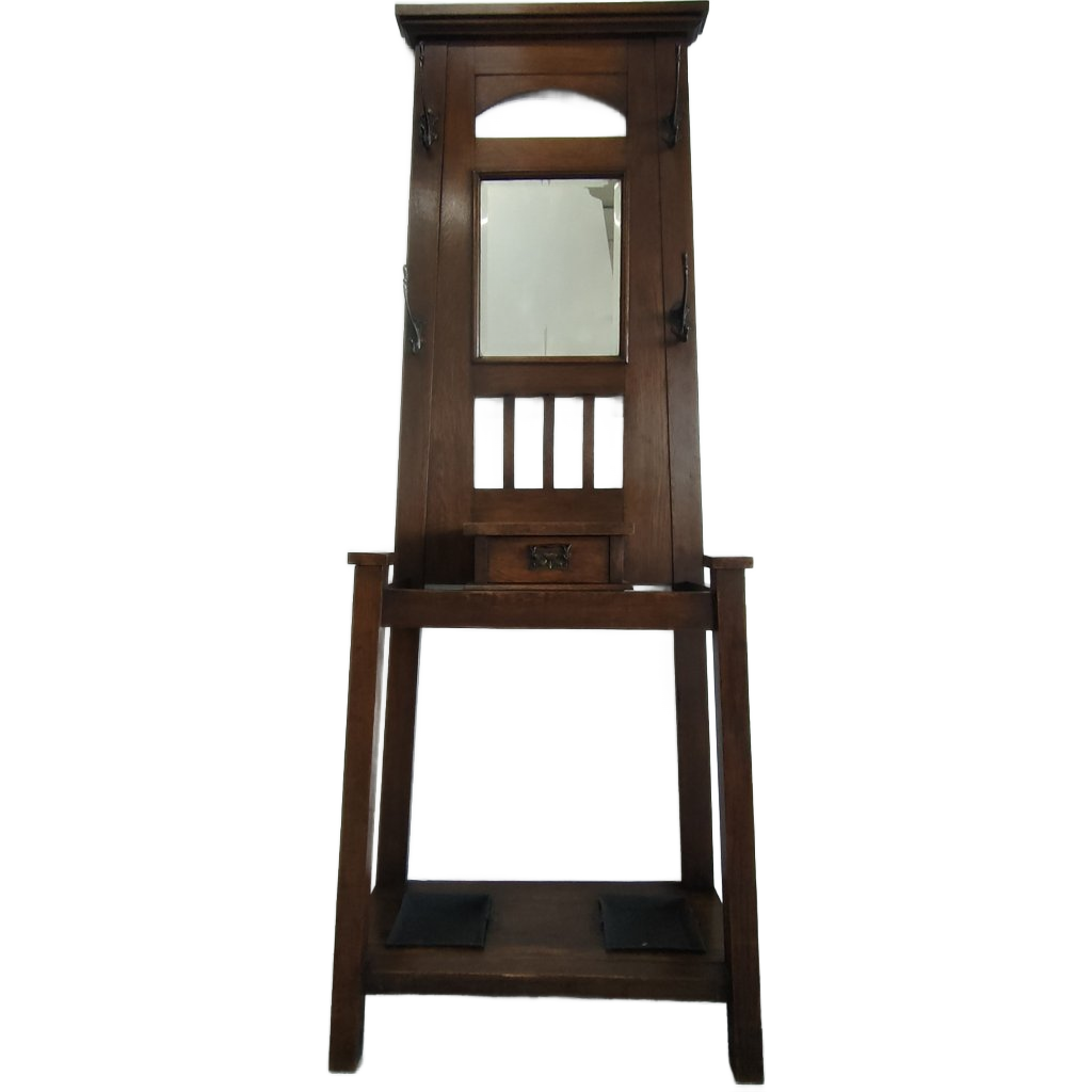 Antieke Arts & Crafts Halmeubel Kapstok (1908) image 1