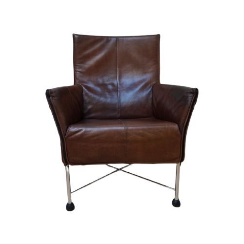Vintage Montis Charly Flex Fauteuil Bruin Leder, Gerard Van Den Berg Voor Montis image 1