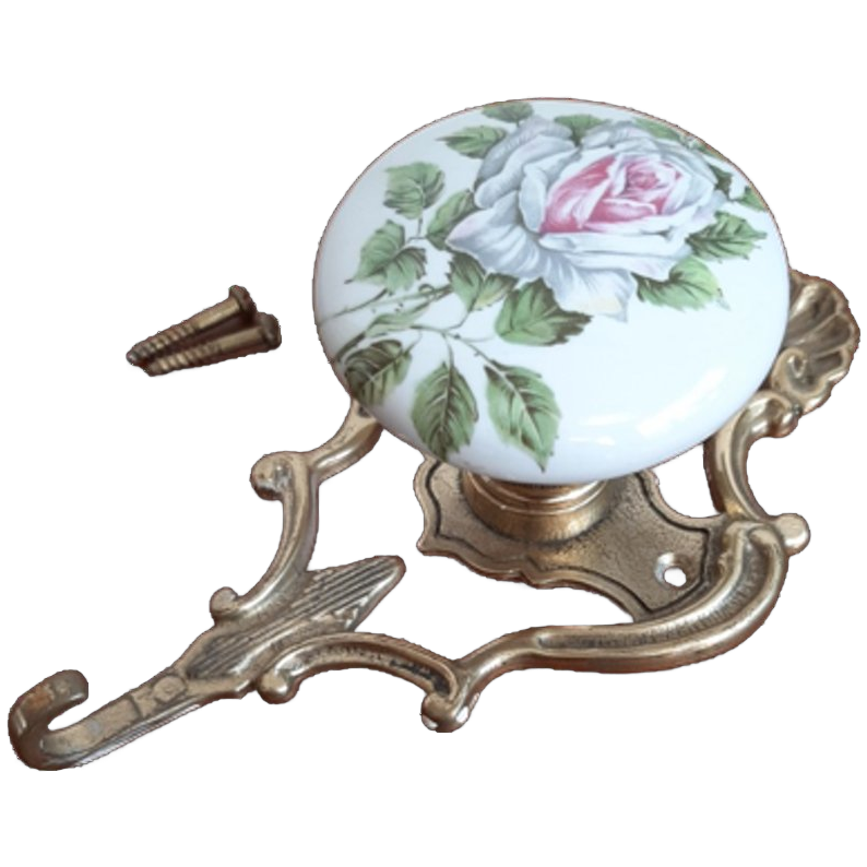 Vintage Italiaanse Haak Messing Met Porselijn image 1
