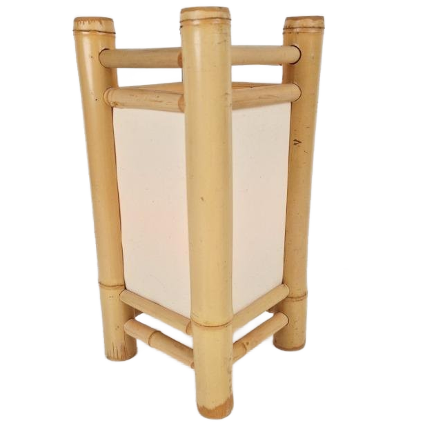 Vintage Bamboe Canvas Lamp Boho image 1