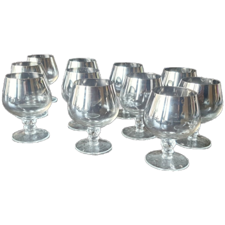 Set Van 11 Vintage Jaren 60 Zilver Ombre Cognac Glazen image 1