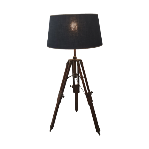 Industriële Houten Statief Vloerlamp image 1