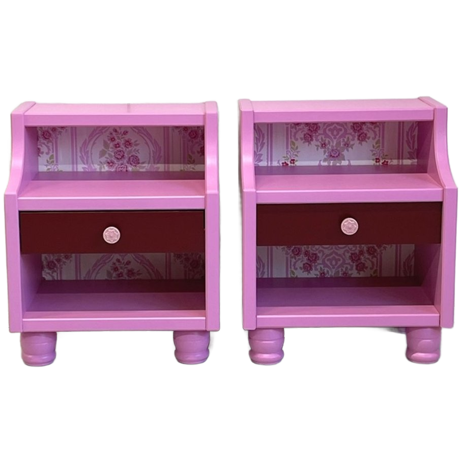 Set 2 Restyle Roze Nachtkastjes Vintage Behang image 1