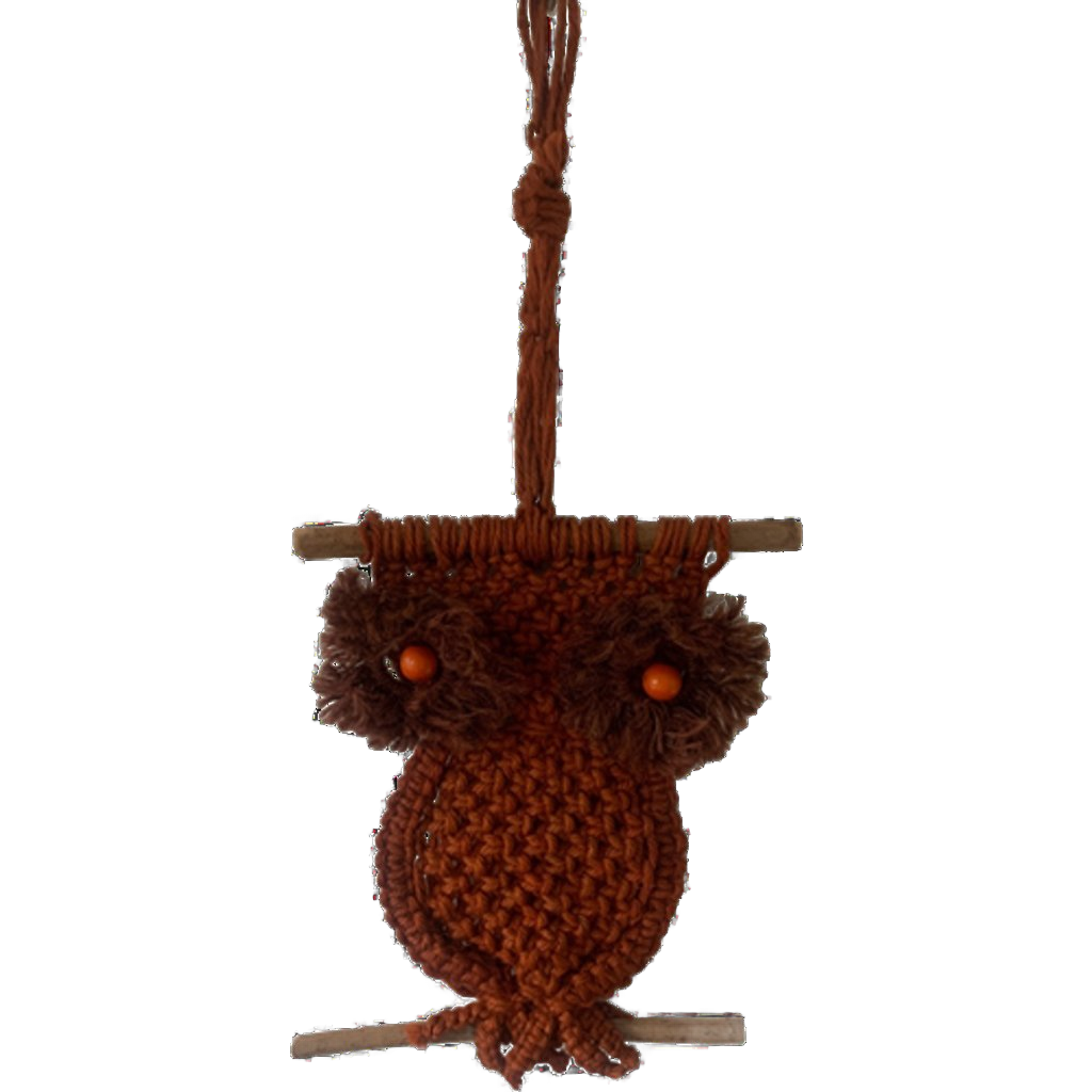 Vintage Seventies Macramé Handmade Uil image 1