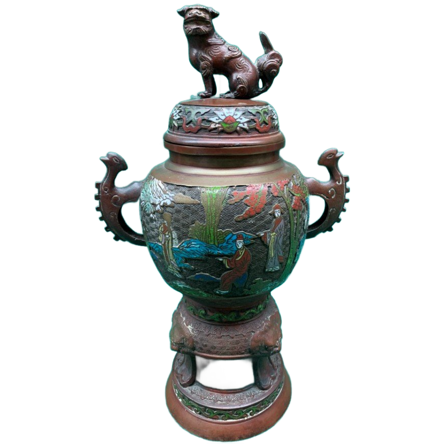 Bronzen Cloisonné Vaas. image 1