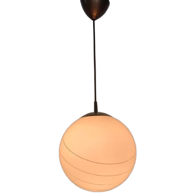 Vintage Opaline Space Age Lamp Met Gouden Randen Globe image 1