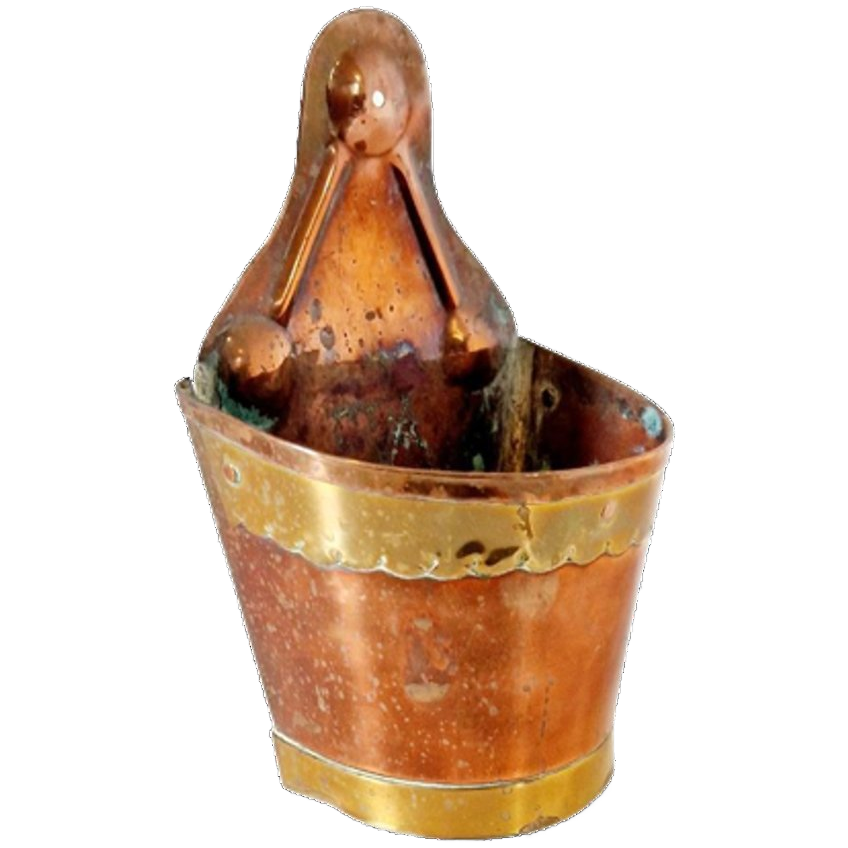Antiek Koperen Hangpotje Wasknijperbak? Zout Pot ? image 1