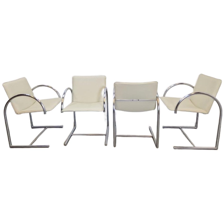 4 X Vintage Metaform Cirkel Rvs Stoel Nieuw Leer Japandi '80 image 1