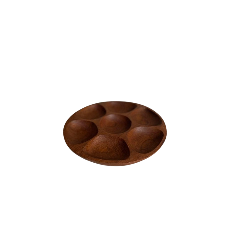 Snackschalen, 25 x 4 cm houten schaal met twee vakken, rustiek