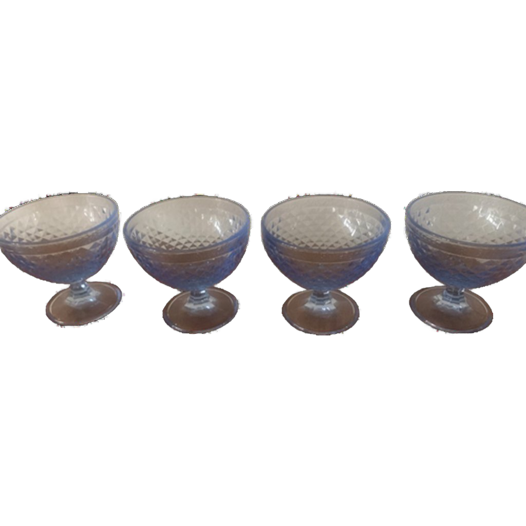 Vintage Set Van 4 Blauwe Glazen Coupes Van IKEA Made In Italië image 1